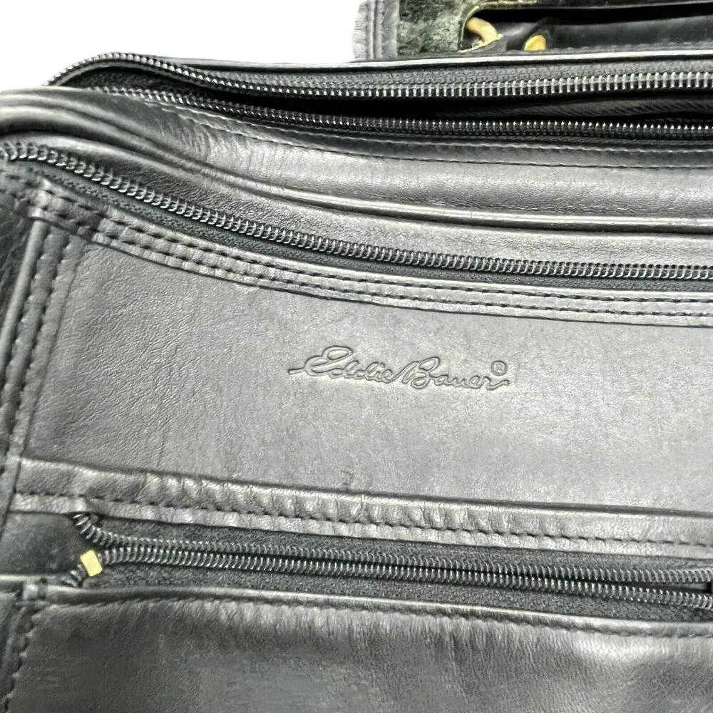 Messenger Bag Vintage Eddie Bauer Unisex Black Distressed Adjustable Strap